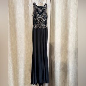 GLS Collective Black Special Occasion gown with silver & faux diamond Detailing